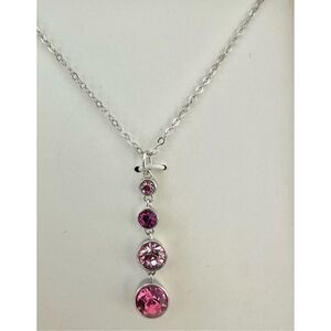 Believe by Brilliance Silver Plated Pink Crystal Drop Necklace – NIB